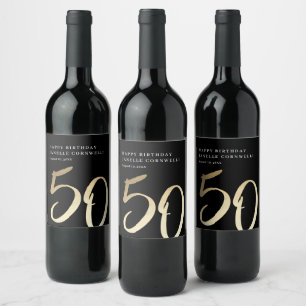Étiquette Pour Bouteilles De Vin Fête d'anniversaire de 50 ans de type or moderne é
