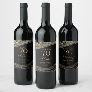 Étiquette Pour Bouteilles De Vin Fête d'anniversaire de mariage de 70 ans en Agate