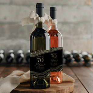 Étiquette Pour Bouteilles De Vin Fête d'anniversaire de mariage de 70 ans en Agate