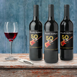 Étiquette Pour Bouteilles De Vin Fête d'anniversaire des 50 ans du Rock and Roll