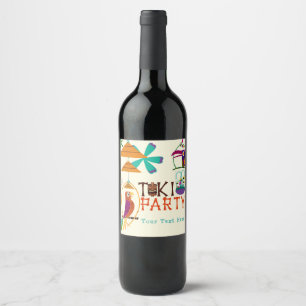 Étiquette Pour Bouteilles De Vin Fête d'anniversaire des oiseaux Tiki Vin personnal