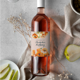 Étiquette Pour Bouteilles De Vin Fête d'anniversaire florale de jardin rustique ros