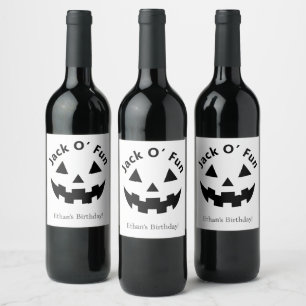 Étiquette Pour Bouteilles De Vin Fête d'anniversaire Halloween Jack O' Fun Citrou