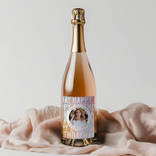 Étiquette Pour Bouteilles De Vin Fête d'anniversaire pastel moderne en arc-en-ciel