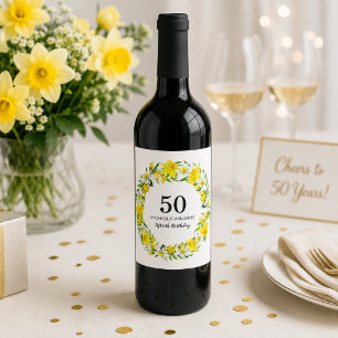 Étiquette Pour Bouteilles De Vin Fête d'anniversaire personnalisée Jonquille Jaune