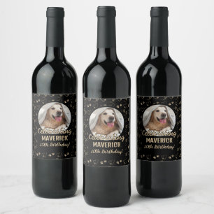 Étiquette Pour Bouteilles De Vin Fête d'anniversaire personnalisée pour chien avec