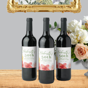 Étiquette Pour Bouteilles De Vin Fête d'anniversaire tropicale 50 ans 