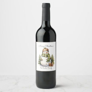 Étiquette Pour Bouteilles De Vin Fête d'aquarelle personnalisée en motoneige