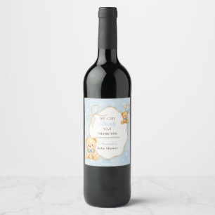 Étiquette Pour Bouteilles De Vin Fête de Baby Shower Garçon Ourson Bleu à peine Att