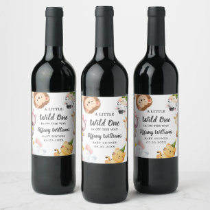 Étiquette Pour Bouteilles De Vin Fête de Baby Shower "Wild One Jungle Safari"