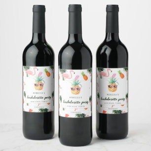 Étiquette Pour Bouteilles De Vin Fête de Bachelorette au bord de la piscine Flaming
