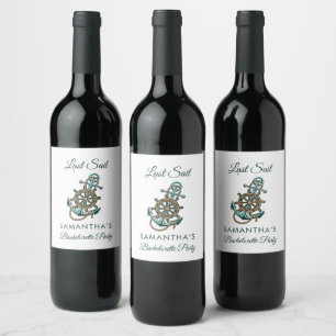 Étiquette Pour Bouteilles De Vin Fête de Bachelorette Dernière Voile d'Ancre Nautiq