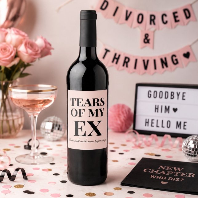 Étiquette Pour Bouteilles De Vin Fête de divorce de célibataire drôle (Funny Newly Single Break Up Divorce Party Wine Label)