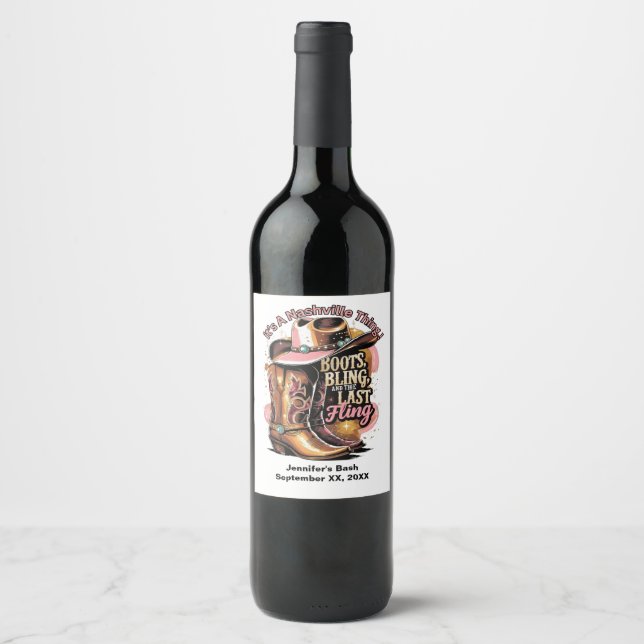 Étiquette Pour Bouteilles De Vin Fête de Fiançailles à Nashville (Devant)