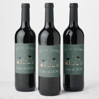 Étiquette Pour Bouteilles De Vin Fête de fin d'études Casquette Cocktail