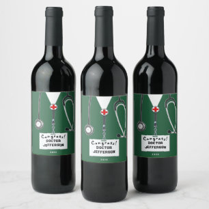 Étiquette Pour Bouteilles De Vin Fête de fin d'études de docteur créatif