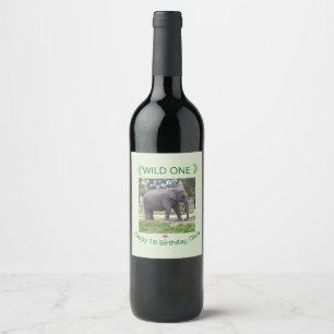 Étiquette Pour Bouteilles De Vin Fête de l'éléphant sauvage