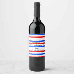 Étiquette Pour Bouteilles De Vin Fête de l'indépendance des bandes bleues rouges 4 