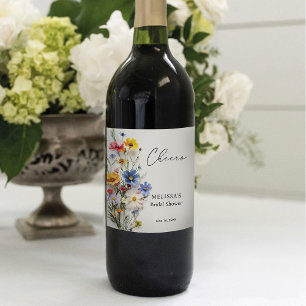 Étiquette Pour Bouteilles De Vin Fête de mariage avec des fleurs sauvages