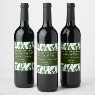Étiquette Pour Bouteilles De Vin Fête de mariage avec feuille de Monstera Adansonii