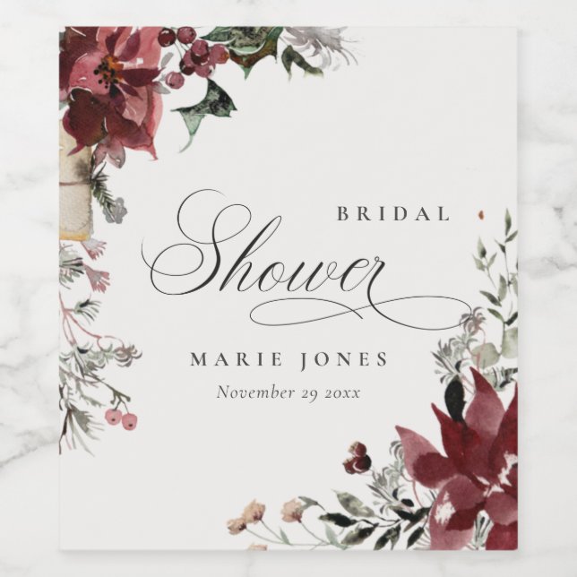 Étiquette Pour Bouteilles De Vin Fête de mariage champêtre Foliage Chaleureux Foncé (Étiquettes simples)