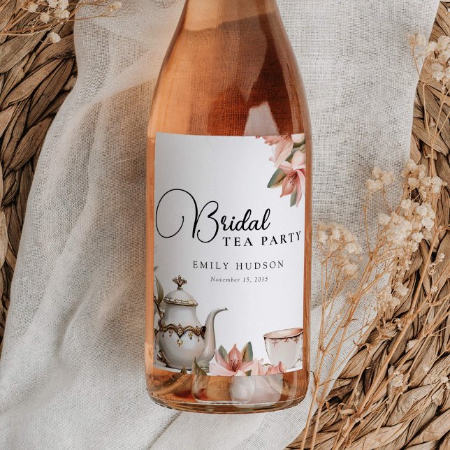 Étiquette Pour Bouteilles De Vin Fête de mariage élégante autour du thé (Créateur téléchargé)