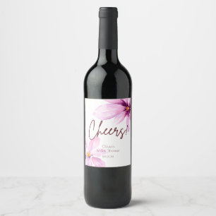 Étiquette Pour Bouteilles De Vin Fête de mariage minimaliste élégante Fleur rose