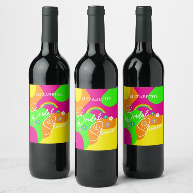 Étiquette Pour Bouteilles De Vin Fête de mariage rétro funky (Bouteilles)