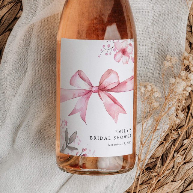 Étiquette Pour Bouteilles De Vin Fête de Mariée Arc Rose Noeud à l'Infini (Créateur téléchargé)