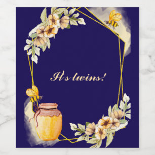 Étiquette Pour Bouteilles De Vin Fête de naissance de jumeaux Bees et Honey Baby