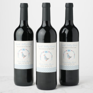 Étiquette Pour Bouteilles De Vin Fête de naissance de petite oie ridicule en vichy