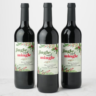 Étiquette Pour Bouteilles De Vin Fête de Noël de Jingle et Mingle