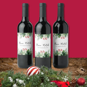 Étiquette Pour Bouteilles De Vin Fête de Noël italienne Buon Natale