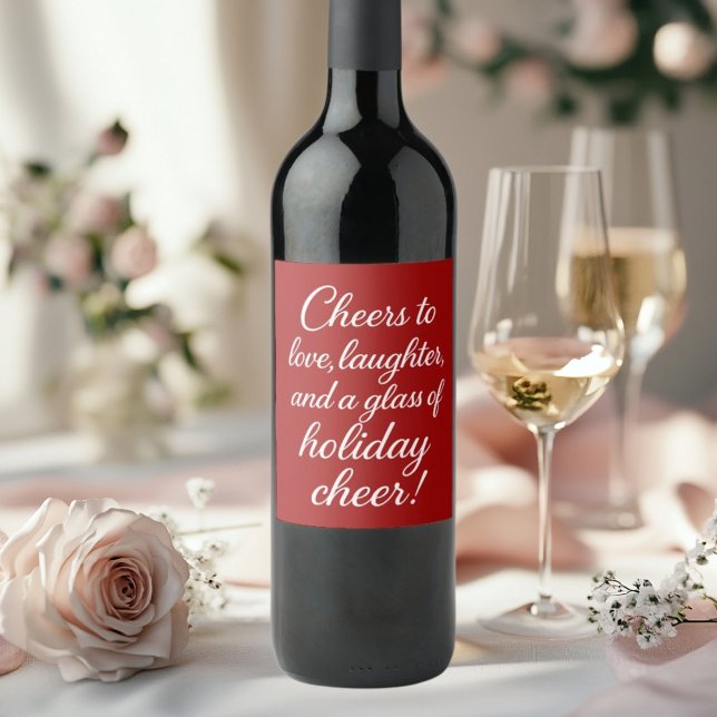 Étiquette Pour Bouteilles De Vin Fête de Noël rouge blanc amour rire (Créateur téléchargé)