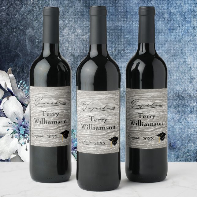 Étiquette Pour Bouteilles De Vin Fête de remise de diplômes de style barn rustique  (Créateur téléchargé)