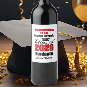 Étiquette Pour Bouteilles De Vin Fête de remise des diplômes de la promotion rouge