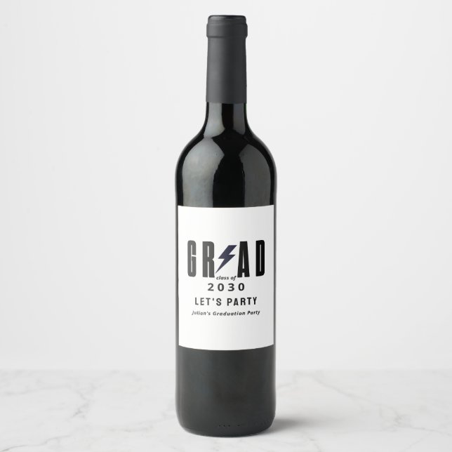 Étiquette Pour Bouteilles De Vin Fête de Remise des Diplômes Simple (Devant)