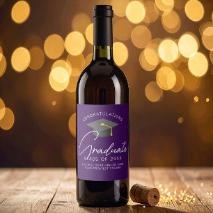 Étiquette Pour Bouteilles De Vin Fête de remise des diplômes violet foncé personnal