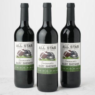 Étiquette Pour Bouteilles De Vin Fête d'enfant Football Little All Star Touchdown