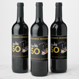 Étiquette Pour Bouteilles De Vin Fête des 50 ans Guitares Musique Rocks 50