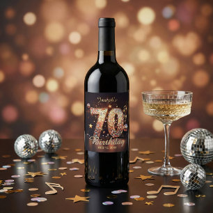 Étiquette Pour Bouteilles De Vin Fête des 70 ans disco musique paillettes dorées