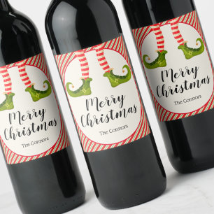 Étiquette Pour Bouteilles De Vin Fête des elfes de Noël fantastique