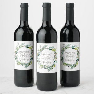 Étiquette Pour Bouteilles De Vin Fête des mariées de couronne de feuillage
