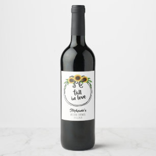 Étiquette Pour Bouteilles De Vin Fête des mariées de couronne de tournesol