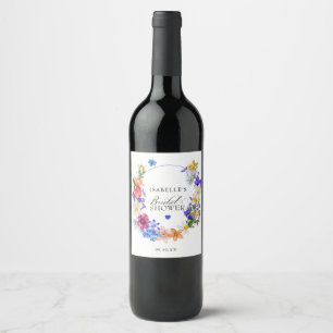 Étiquette Pour Bouteilles De Vin Fête des mariées de Fleur sauvage bleu violet