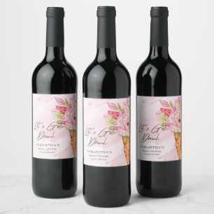 Étiquette Pour Bouteilles De Vin Fête des mariées de glace à l'aquarelle florale
