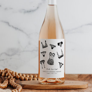 Étiquette Pour Bouteilles De Vin Fête des mariées de lingerie de script de pinceau