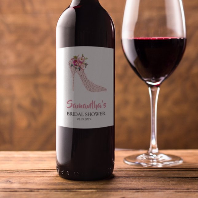 Étiquette Pour Bouteilles De Vin Fête des mariées de talons hauts roses (Créateur téléchargé)