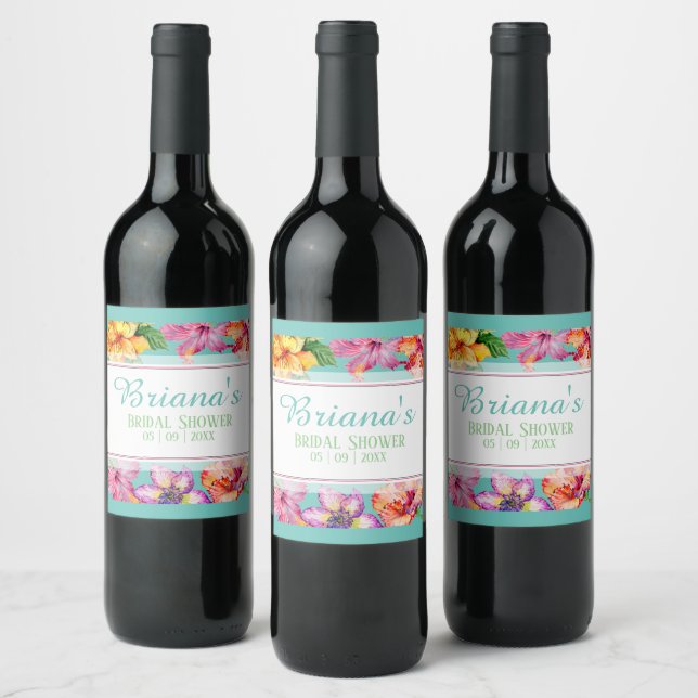 Étiquette Pour Bouteilles De Vin Fête des mariées d'Hibiscus tropical (Bouteilles)