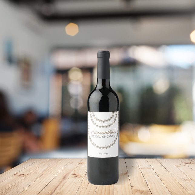 Étiquette Pour Bouteilles De Vin Fête des mariées élégante colliers de perles (Créateur téléchargé)
